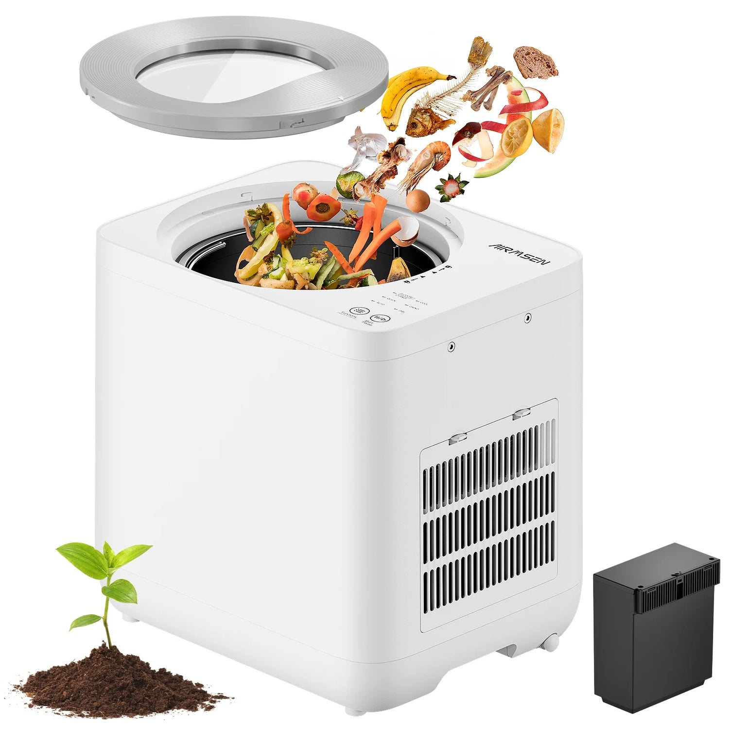 Smart Electric Composter for Kitchen, 3.8L Indoor Compost Bin with DC Motor