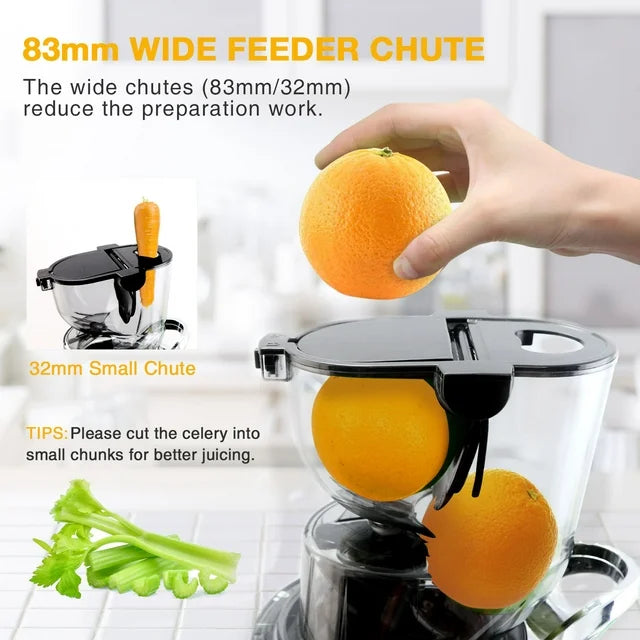 Juicer Machine with Big Wide 83mm Chute 900ml Juice Cup, BPA-Free
